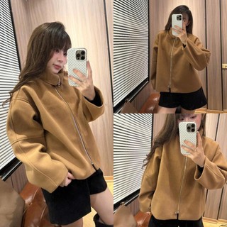  Áo Dạ Nữ Cổ Lọ Khóa Kéo Cao Cổ Form Rộng Màu Nâu Camel 247store Áo Khoác Dạ Nhiều Kiểu Mặc Thu Đông 