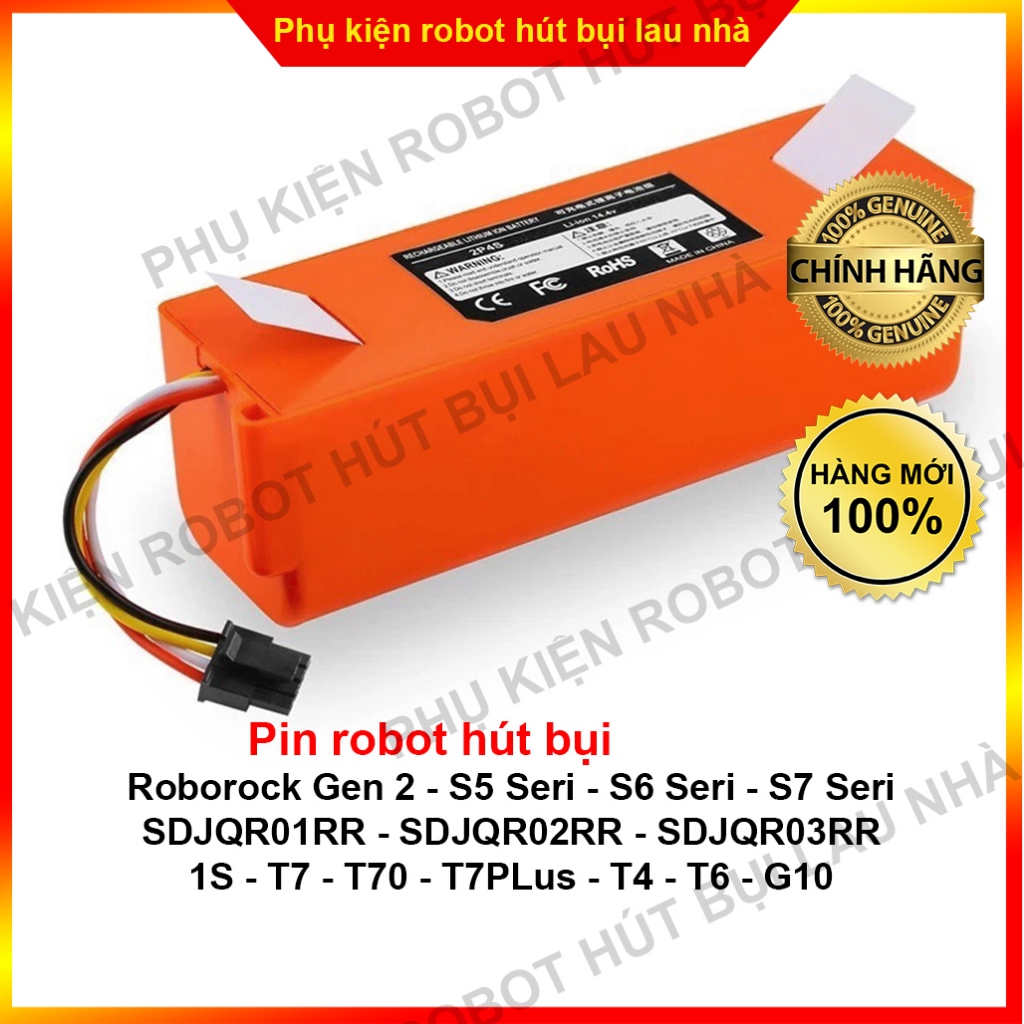 PPin robot hút bụi Mi robot vacuum Roborock Gen 2 - S5 - S6 - S7 - SDJQR01RR - 1S - T7 - T70 - T4 - 