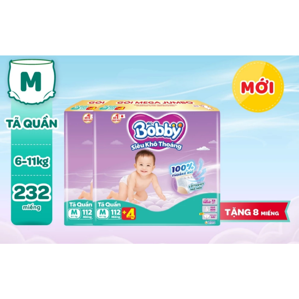 Combo 02 tã quần Bobby Mega Jumbo M112
