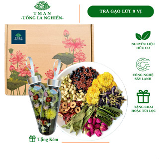  Trà gạo lứt 9 vị thảo mộc  Hộp 30 Tặng Chai Hoặc Túi Lọc  thải độc gan thanh lọc Lợi sữa Đẹp da 