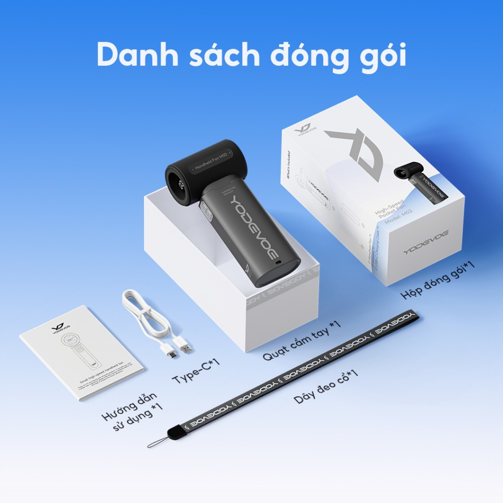 Yodevoe M02 Quạt Cầm Tay Công Suất Gió Mạnh Lên Đến 100m/s Làm Mát Tức Thì Pin Dung Lượng Lớn 4000mAh Sử Dụng Liên Tục 1 | BigBuy360 - bigbuy360.vn