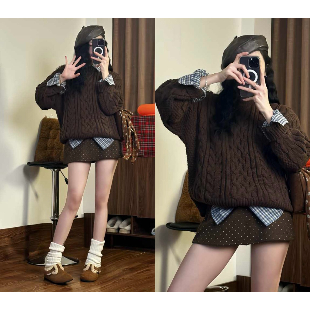 [HÀNG QCCC]Áo Len Cổ Tròn Vặn Thừng THE.BARNNET Form rộng chất len dày dặn siêu đẹp style Ulzzang-Dành Cho Nữ | BigBuy360 - bigbuy360.vn