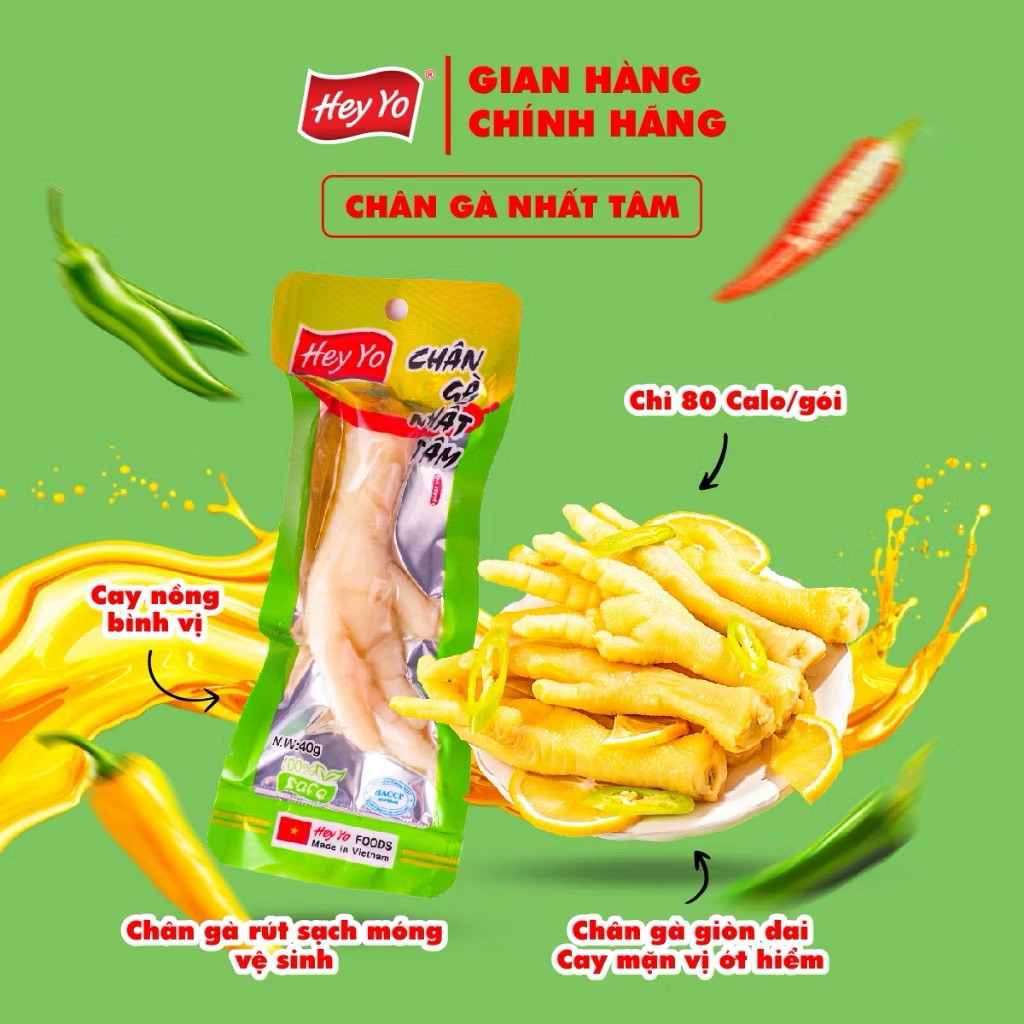 combo 30 và 40 gói chân gà nhất tâm 40g của heyyo food đậm vị thơm ngon