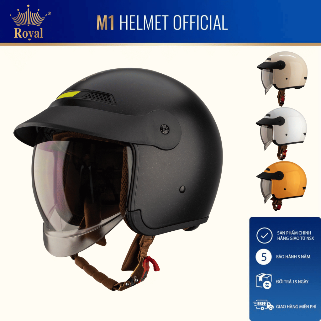 Mũ bảo hiểm 3/4 Royal M139 - Royal M139 Lux có lưỡi trai kính âm đạt chuẩn đi xe máy