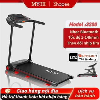  Máy chạy bộ gập lại tích hợp theo dõi nhịp tim loa Bluetooth phát nhạc USB MP3 ,Model 3200 