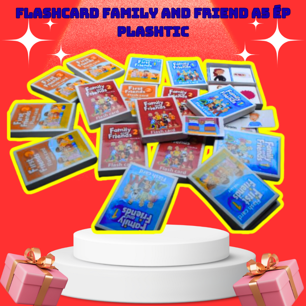 Flashcard Family and friends (Starter, Starter 1,2,3,4,5) In 2 mặt bản ép plastic