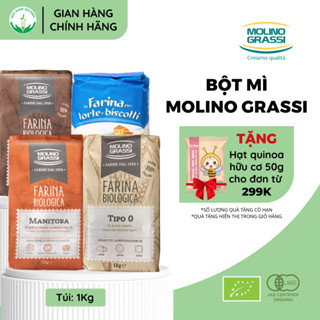 Bột Mì Hữu Cơ Molino Grassi 1kg - Bột Số 13 Manitoba Hữu Cơ, Nguyên Cám,  Đa Dụng, Bột Cake Số 8
