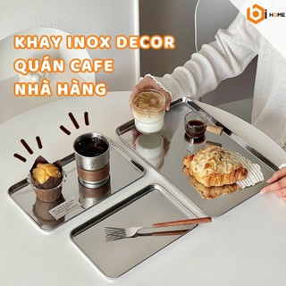 Khay Đựng Bánh Inox 304 bihome Đầy Đủ Size, Khay Inox Tráng Gương Decor Quán Cà Phê Nhà Hàng