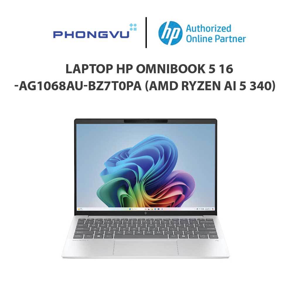 Laptop HP OmniBook 5 16-ag1068AU - BZ7T0PA (AMD Ryzen AI 5 340) (Bạc) - Bảo hành 12 tháng