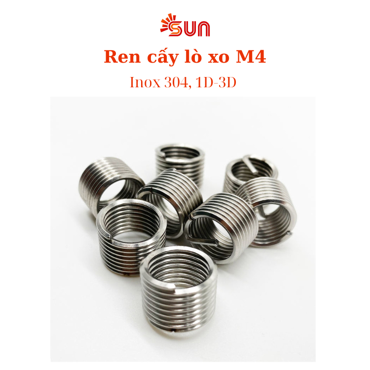 [ Combo 50,100pcs] Ren cấy Helicoil M4 – Ren giả M4, Ren lò xo M4 hàng chuẩn inox