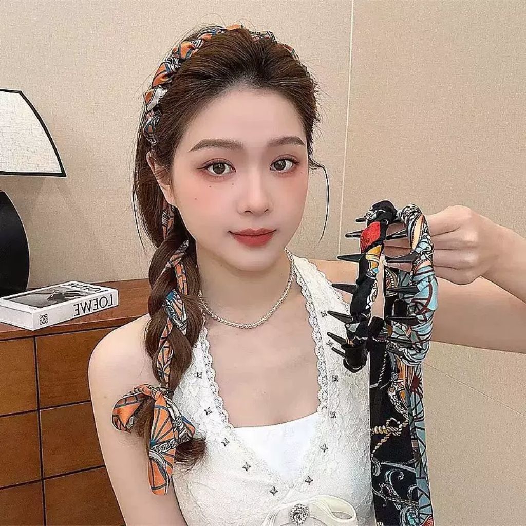 Bờm xược cài tóc tết dây lụa nữ tính siêu xinh mix màu