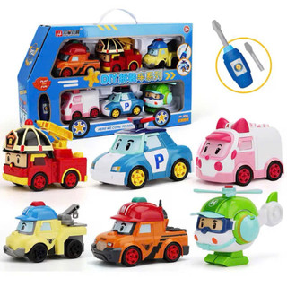  Bộ 6 Xe Poly Robocar Size Lớn Xe Ô Tô Đồ Chơi Lắp Ráp Nhựa ABS 