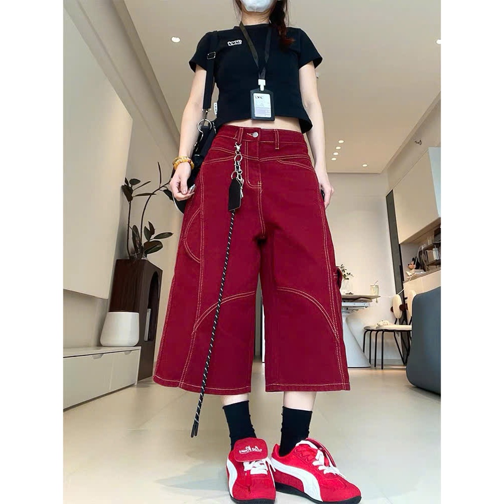 Quần jean nữ dáng lửng ống rộng Saramia quần bò ngố vải denim dài qua gối trend 2026 form retro S11 | BigBuy360 - bigbuy360.vn