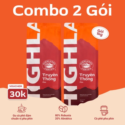 Combo 2 Cà Phê Bột Truyền Thống Highlands Coffee 1Kg/túi