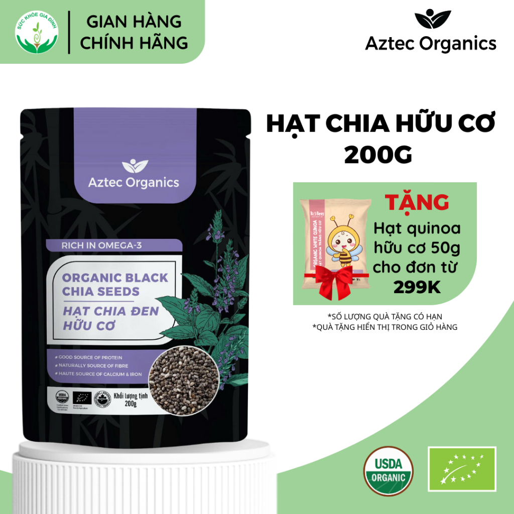 Hạt Chia Hữu Cơ Aztec Organics 200g