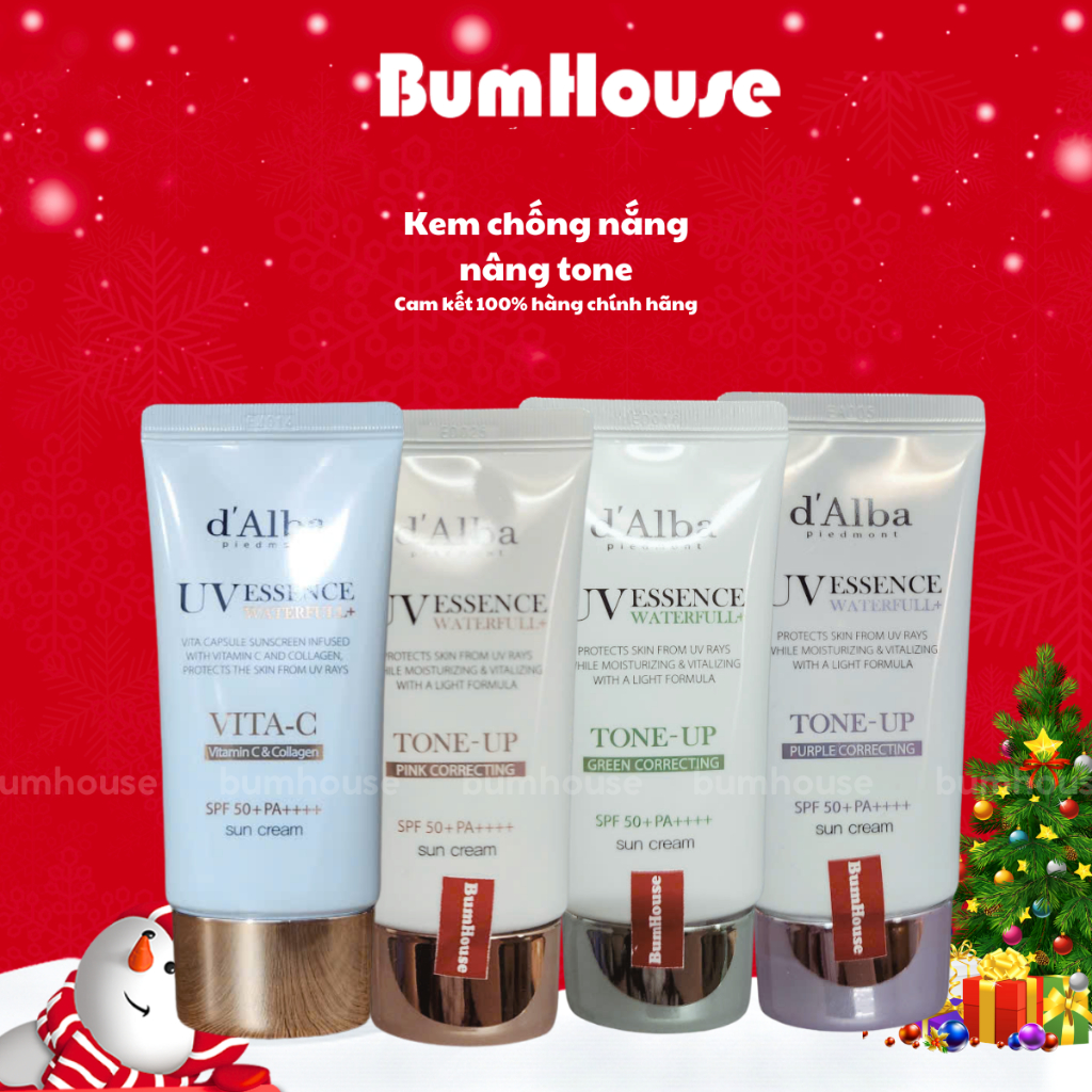 Kem chống nắng d Alba Waterfull Tone-Up Purple/Pink/Green/Vita C Correcting Sun Cream SPF50+ PA++++ 