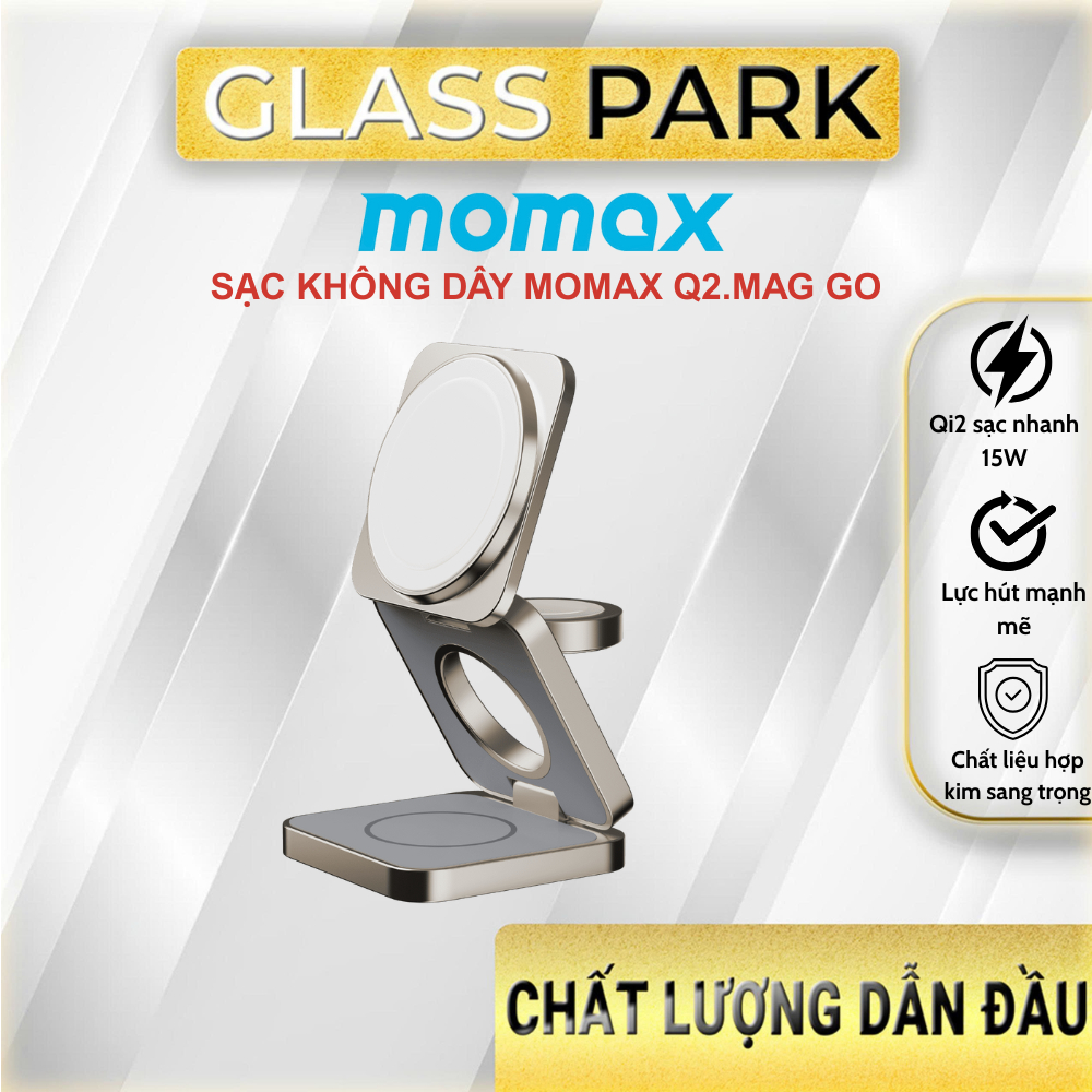 Sạc không dây từ tính Momax Q2.Mag Go Qi2 25W 3 in 1 – Bảo hành 12 tháng