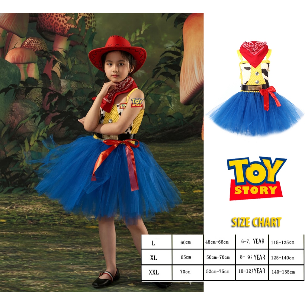 Bộ Váy Hóa Trang Cao Bồi Woody Toy Story Cho Bé Gái | Váy Cosplay Halloween Phim Hoạt Hình