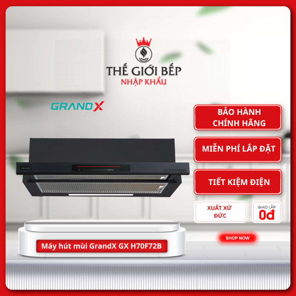 Máy hút mùi âm tủ GrandX GX H70F72B - Hút Mạnh Êm Ái, Inox Đen Sang Trọng