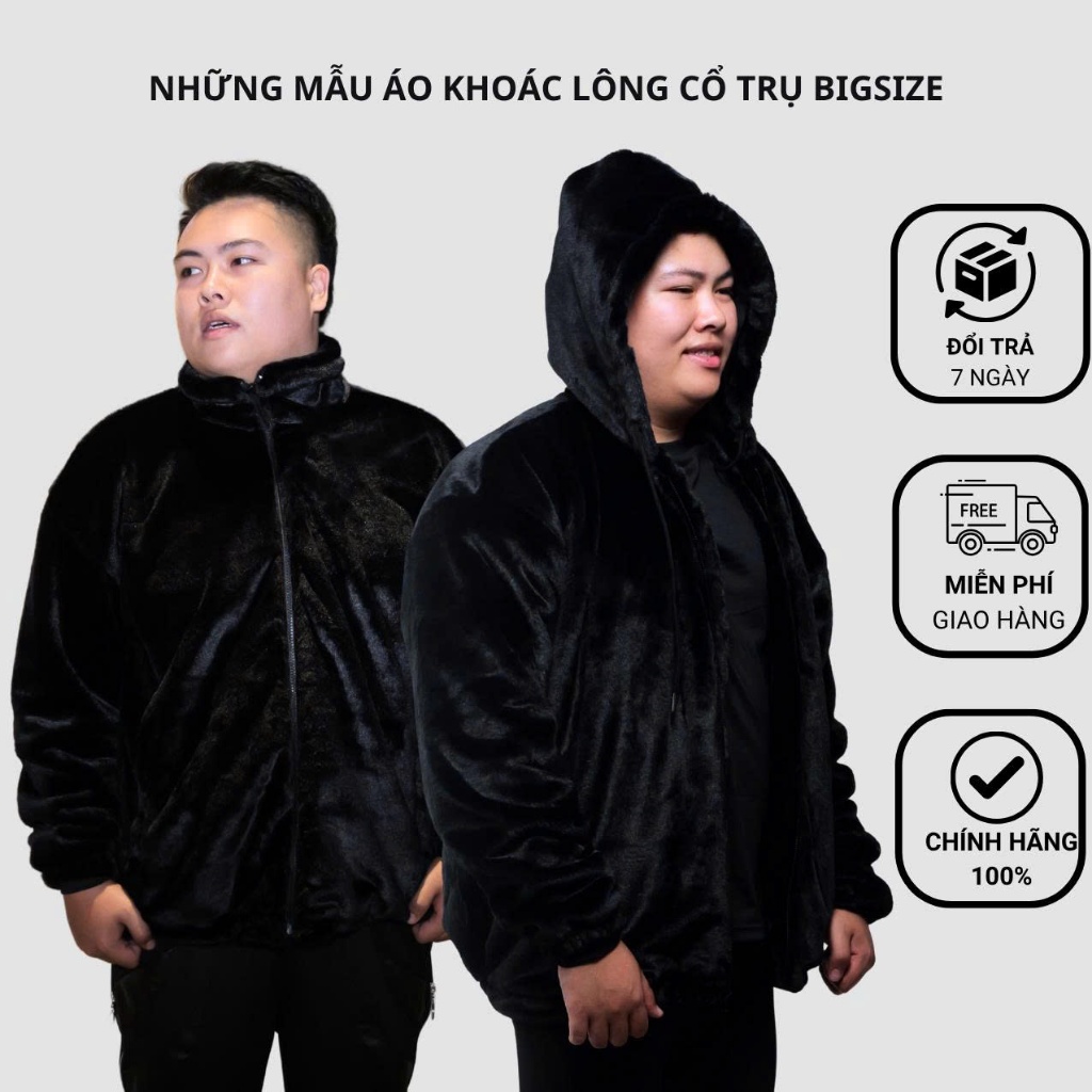 Áo khoác lông thỏ bigsize nam nữ chất lông mềm mịn, áo 2 lớp dày dặn, form rộng 70-150kg BS COUTURE