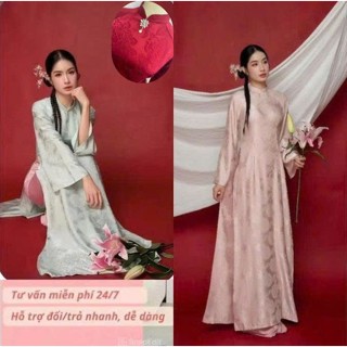  Áo Dài Tiểu Vũ   TẶNG CHARM HOA ĐÁ  Truyền Thống Cách Điệu Tay Loe Dài Cao Cấp Dành Cho Lễ Dạm Ngõ-ÁO DÀI HOT NĂM NAY 