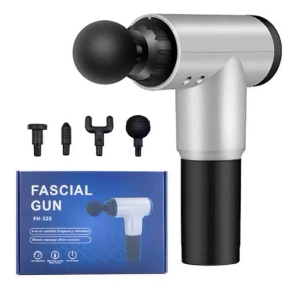 Máy Massage Cầm Tay Fascial Gun - 4 Đầu 6 Chế Độ Fascial Giảm Cơ Căng Cơ Trị Nhức Mỏi Vai Gáy