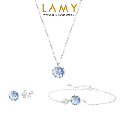 Bộ trang sức LAMY Dây chuyền, lắc tay và khuyên tai bạc Crystal Bow Silver 6402SV & 2259SV & 3277SV