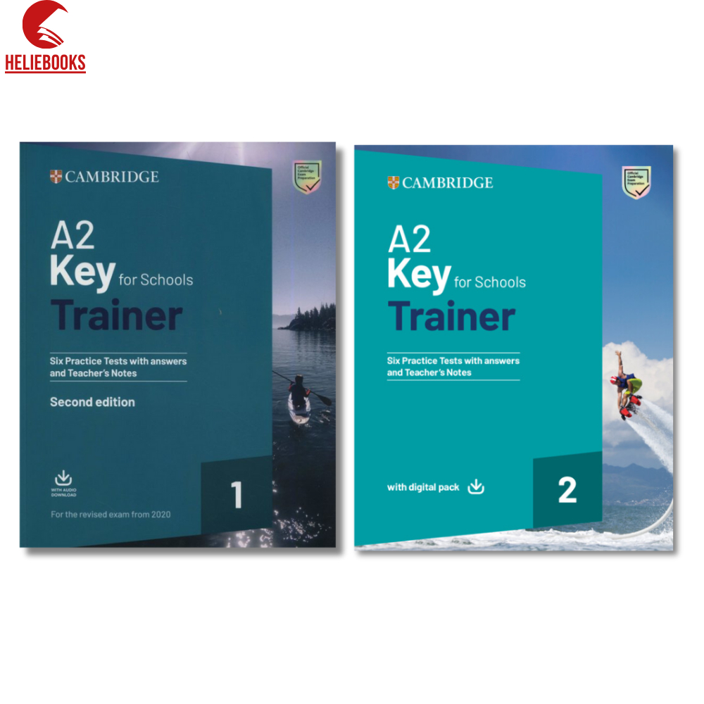 Sách - A2 Key for Schools Trainer 1,2 - Bản in đen trắng kèm đáp án, Tặng Audio mp3