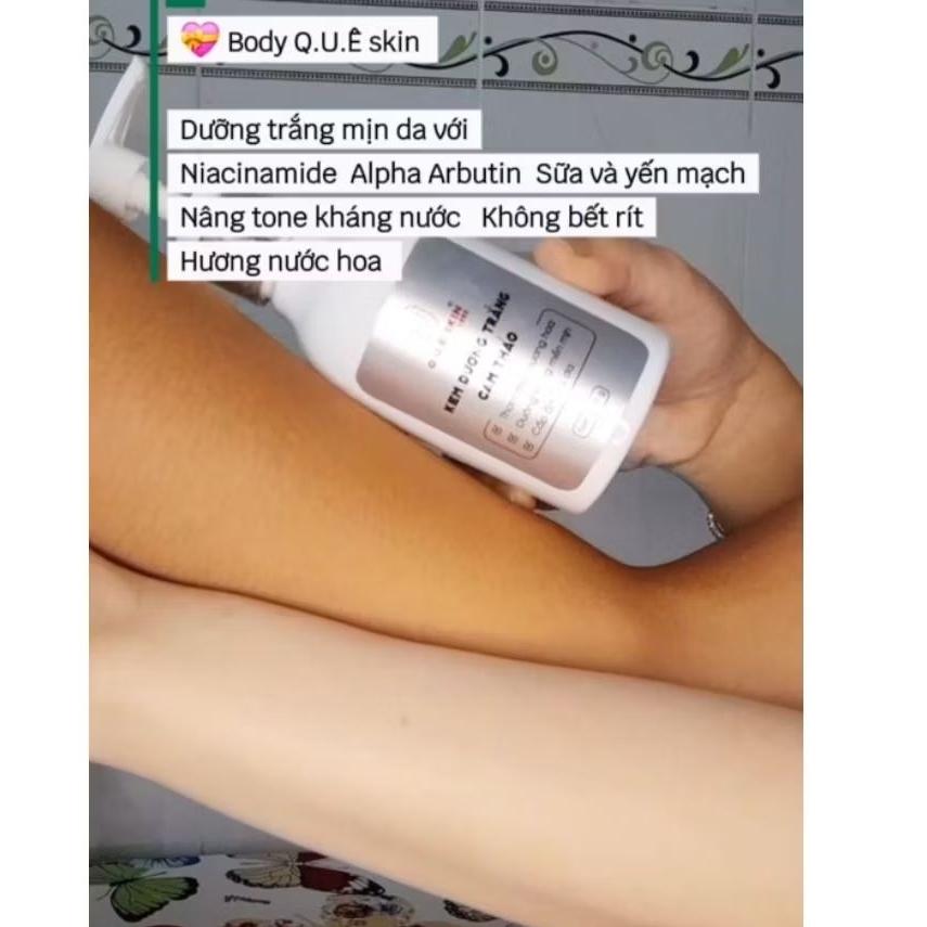 Chính Hãng Body Quê Skin Dưỡng Trắng Chuyên Sâu Kháng Nước Từ Niacinamide Alpha Arbutin Sữa Lên Men 