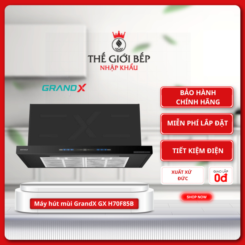 Máy hút mùi GrandX GX H70F85B - Hiệu Suất Hút Cao, Độ Ồn Thấp