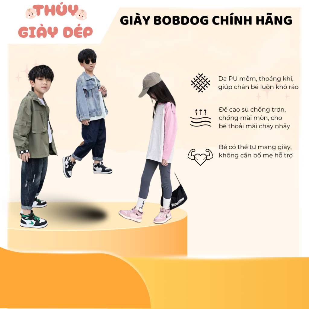 Giày Thể Thao Cho Bé BOBDOG Cao Cổ Da PU Mềm - Giày Cao Cổ BOBDOG Êm Nhẹ (G3963)