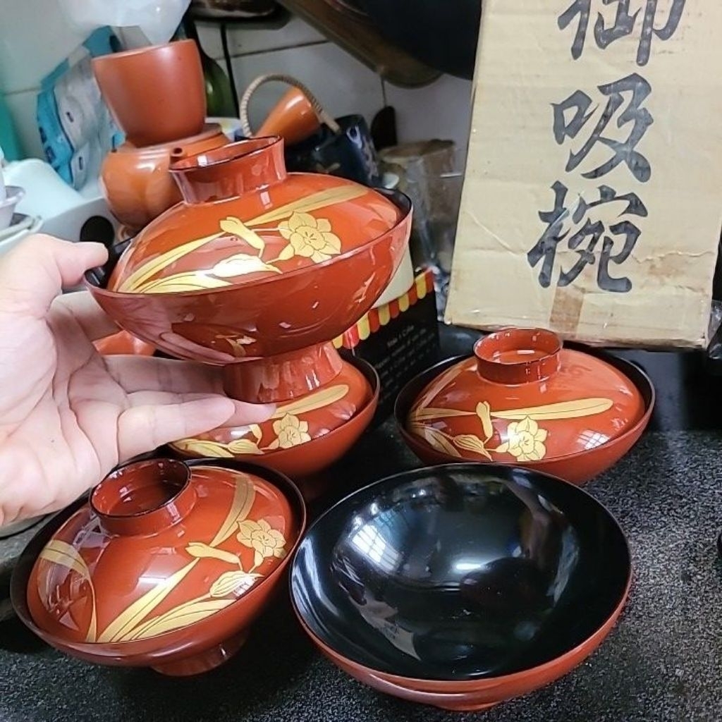 Bộ 5 chén Melamine có nắp Nhật bản fullbox