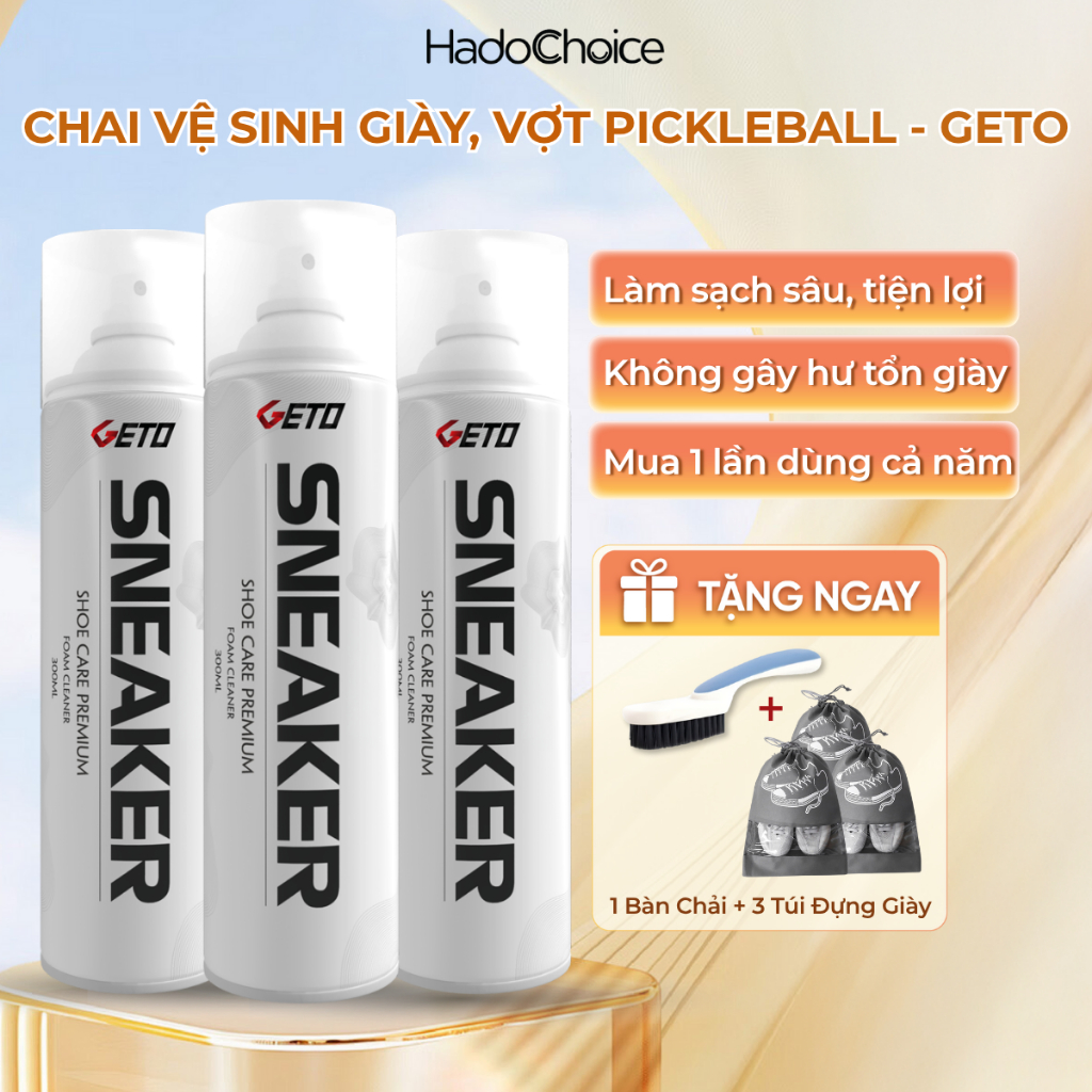 Chai xịt vệ sinh giày Sneaker Geto, Xịt vệ sinh giày xịt làm sạch giày dạng bọt xịt khử mùi hôi giày