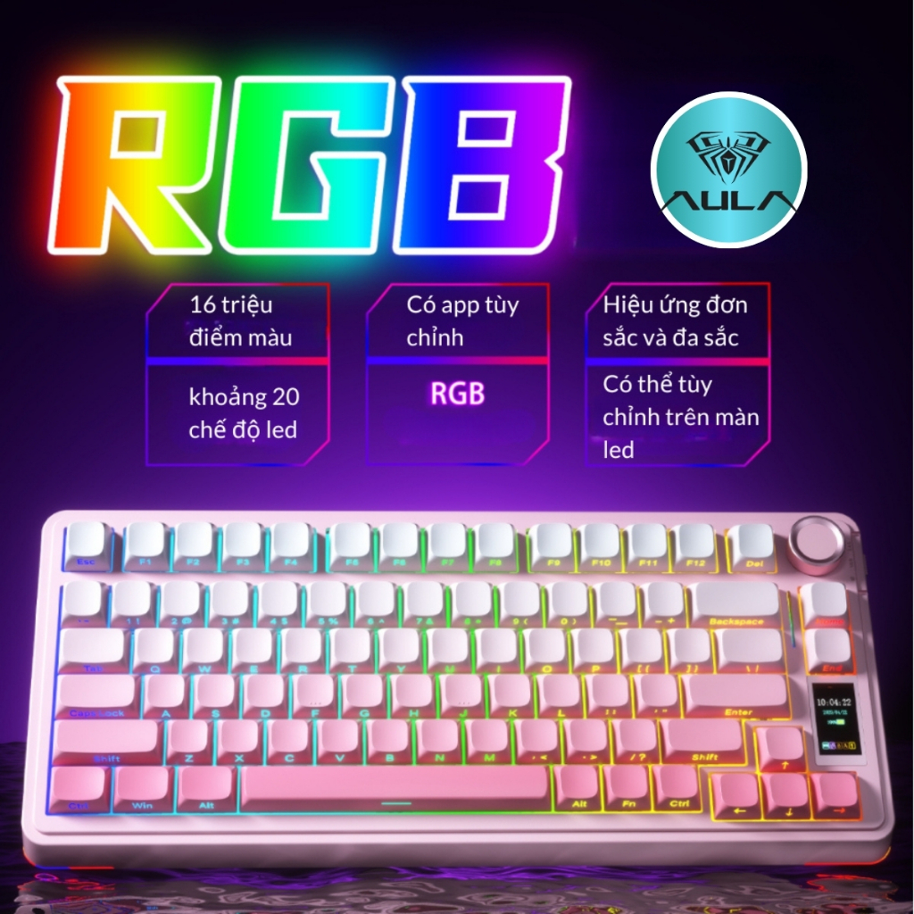 Bàn phím cơ không dây AULA S75 pro - Có màn led tùy chỉnh - LED RGB xuôi - 3 mode kết nối tiện lợi | BigBuy360 - bigbuy360.vn