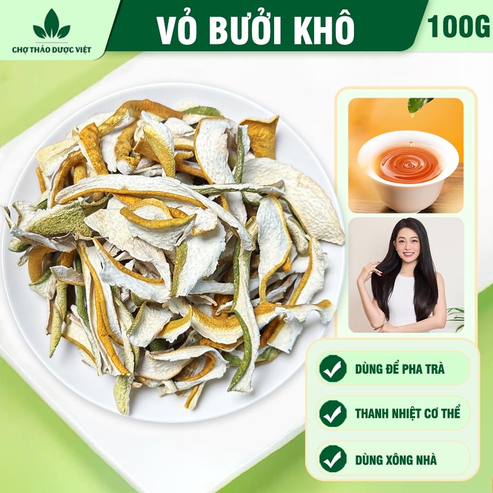 Vỏ bưởi khô 100g, cùi mỏng, vỏ bưởi gội đầu, nhanh mọc tóc, ngừa gãy rụng, xông nhà khử mùi ẩm mốc