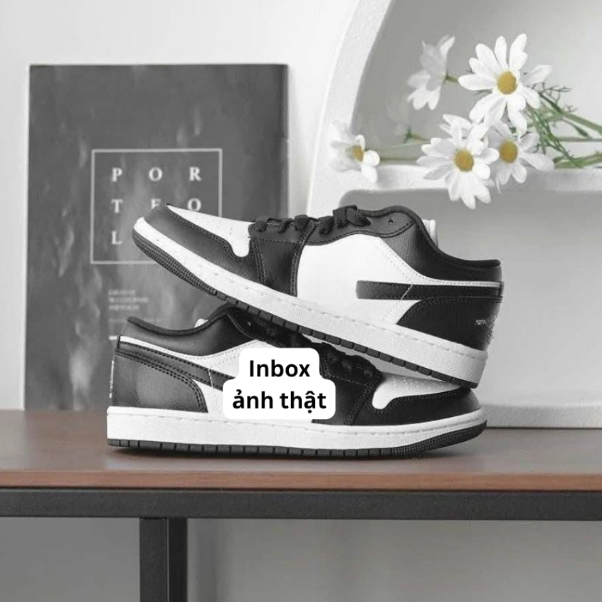 Giày 𝓙𝒐𝒓𝒅𝒂𝒏 𝓟𝒂𝒏𝒅𝒂 𝟏 𝓛𝒐𝒘 Trắng Đen Giày Sneaker Nam Nữ Panda Cổ Thấp đế cao su non Đi Học Đi Chơi Tặn