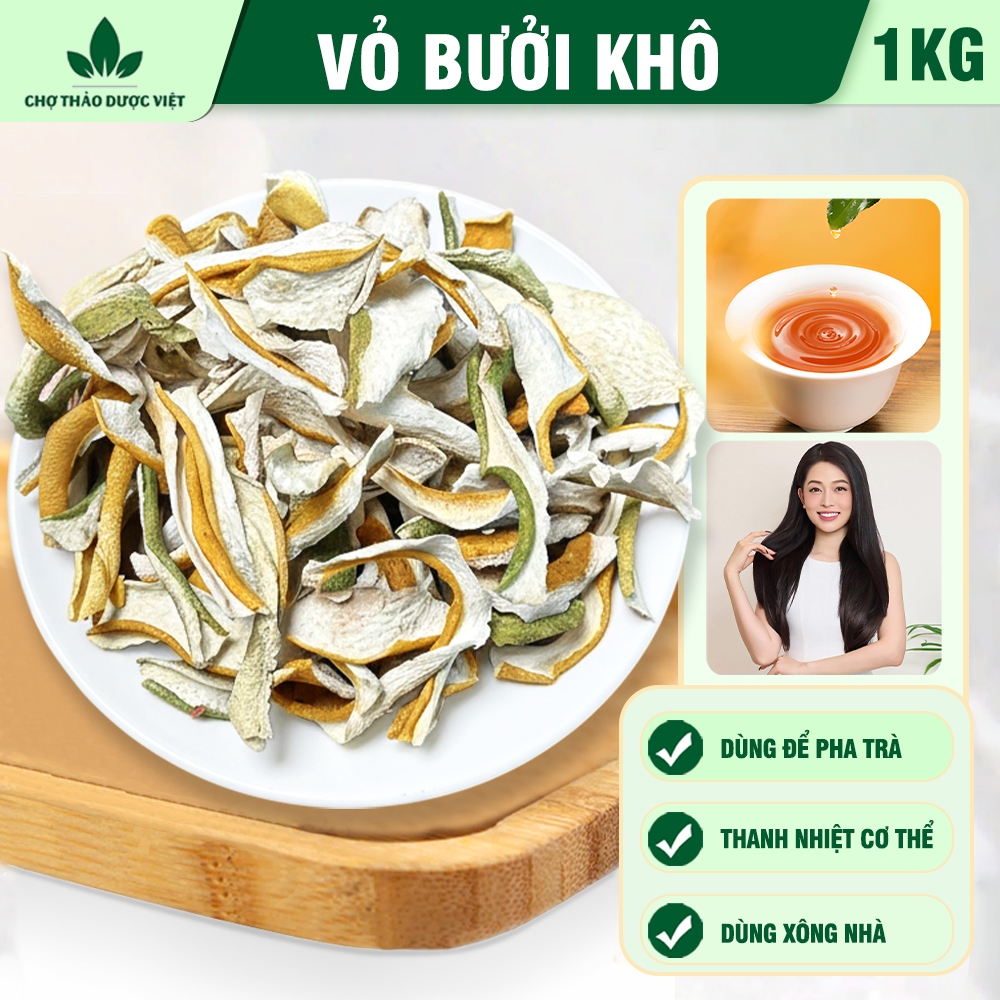 Vỏ bưởi khô 1kg, cùi mỏng, vỏ bưởi gội đầu, nhanh mọc tóc, ngừa gãy rụng, xông nhà khử mùi ẩm mốc