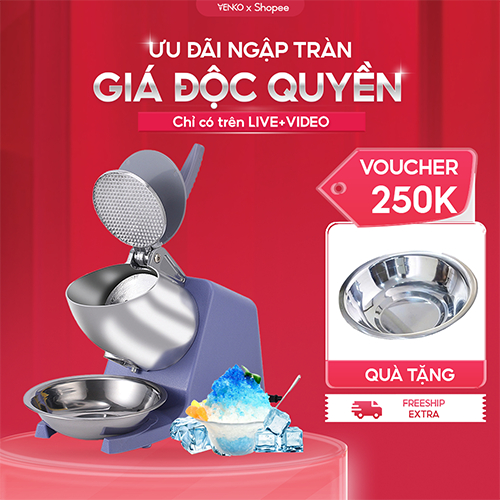 [TẶNG KHAY INOX] Máy bào đá, mày làm đá tuyết VENKO VI500 4 Lưỡi dao Công suất 500W Xay Đá Làm Sinh Tố Máy bào Venko