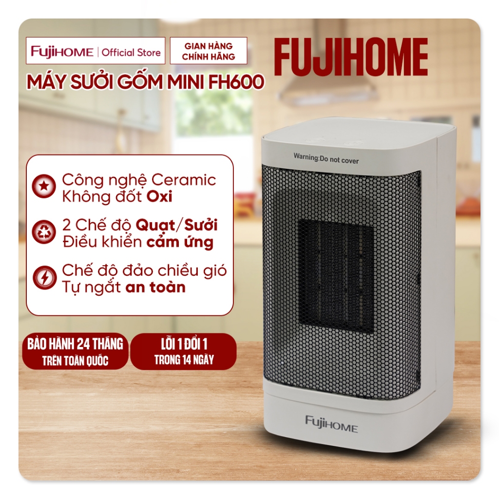 Máy sưởi ấm gốm mini không khô da nhập khẩu FUJIHOME, quạt sưởi ấm để bàn tiết kiệm điện heater
