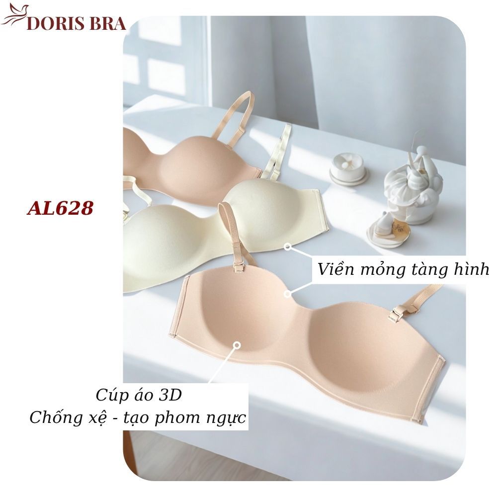 Áo lót đệm mỏng DORIS AL628, áo cup không viền không hằn ôm nâng ngực nhẹ nhàng tháo dây vai cao cấp | BigBuy360 - bigbuy360.vn