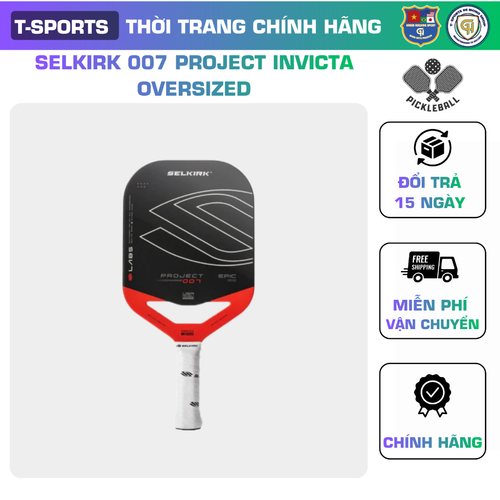 Vợt Pickleball Selkirk 007 Project Invicta Oversized - Đỉnh Cao Kiểm Soát & Phong Cách Của Bạn