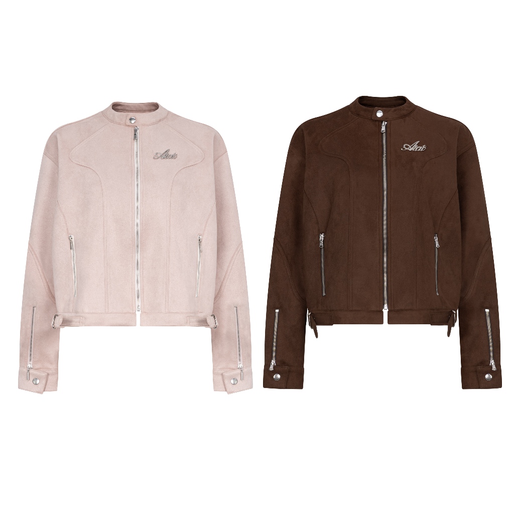 Áo Khoác Da Lộn Logo Kim Loại Aiai Suede Biker Jacket AIAI OFFICIAL