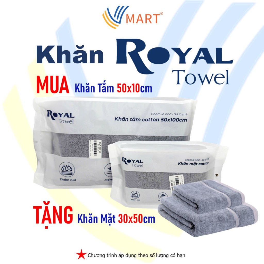 Khăn Royal Towel Mua Khăn Tắm 50x100cm Tặng Khăn Mặt 30x50cm