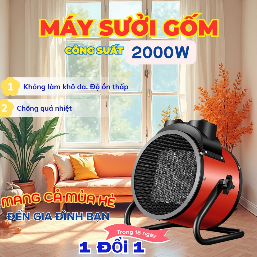 Quạt Sưởi Công Suất 2000W, Máy Sưởi Để Bàn, Làm Ấm Nhanh, Chống Quá Nhiệt, Kết Cấu Kim Loại Chắc Chắn, Hoạt Động Bền Bỉ