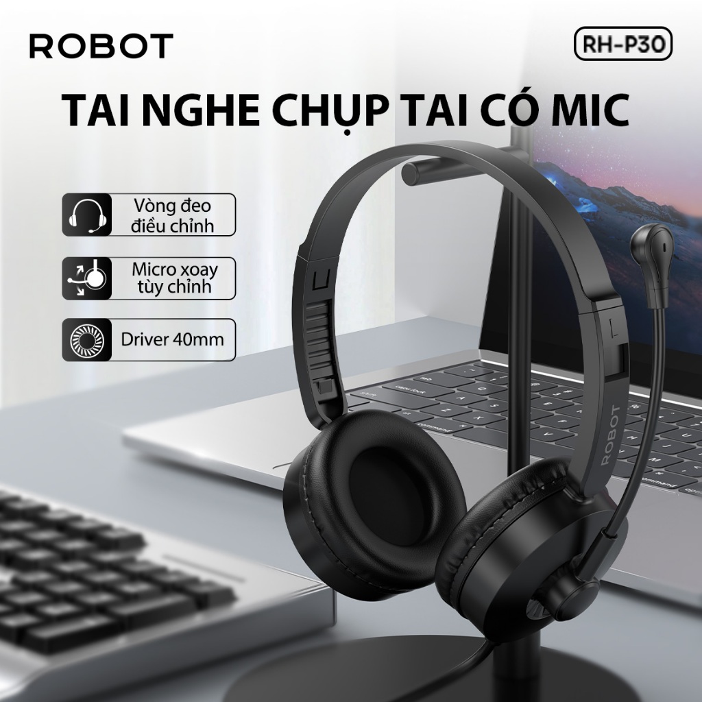 Tai nghe chụp tai có Mic RH P30 Chính hãng ROBOT