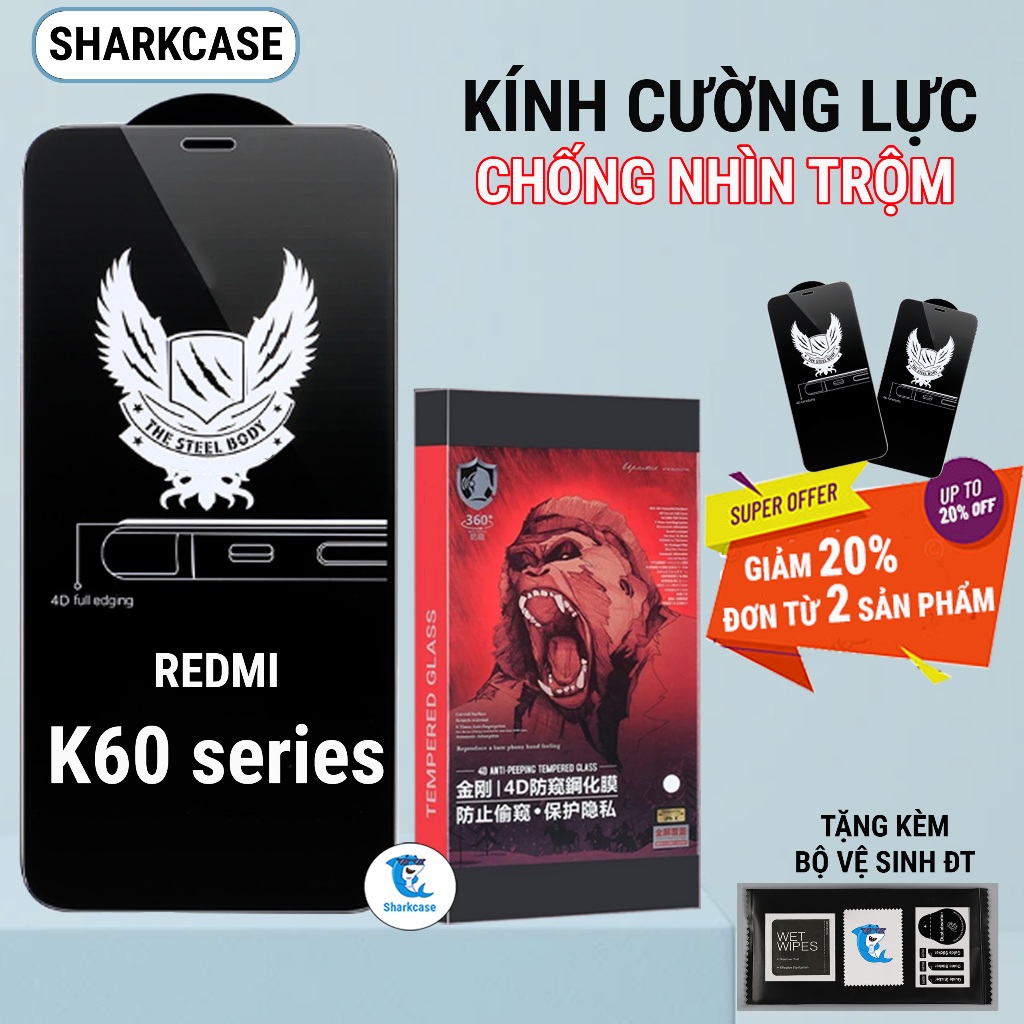 Kính cường lực Redmi K60, K60 Ultra, K60 Pro 5G chống nhìn trộm full màn bảo vệ màn hình đt Redmi