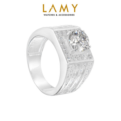 Nhẫn bạc nam LAMY Round Classic Stone Ring 8271