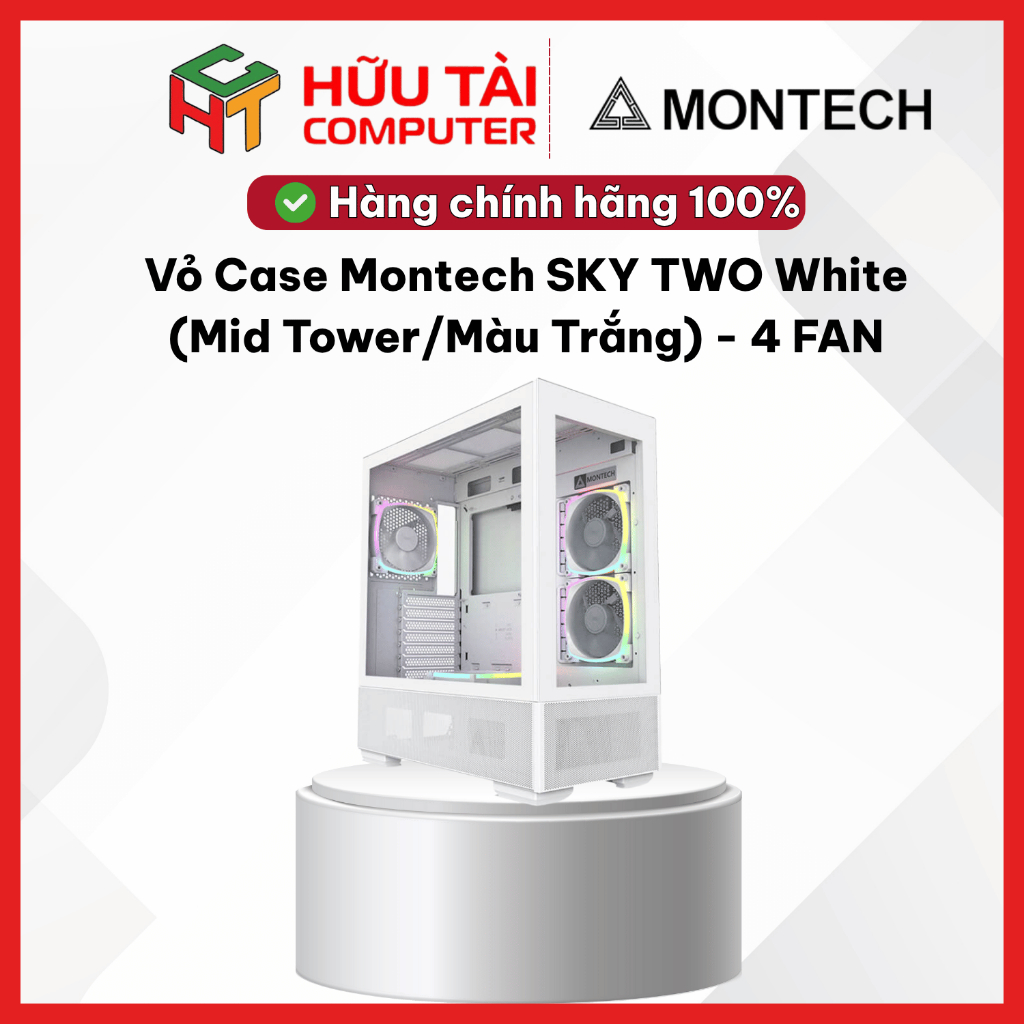 Vỏ Case Montech SKY TWO White (Mid Tower/Màu Trắng) - 4 FAN