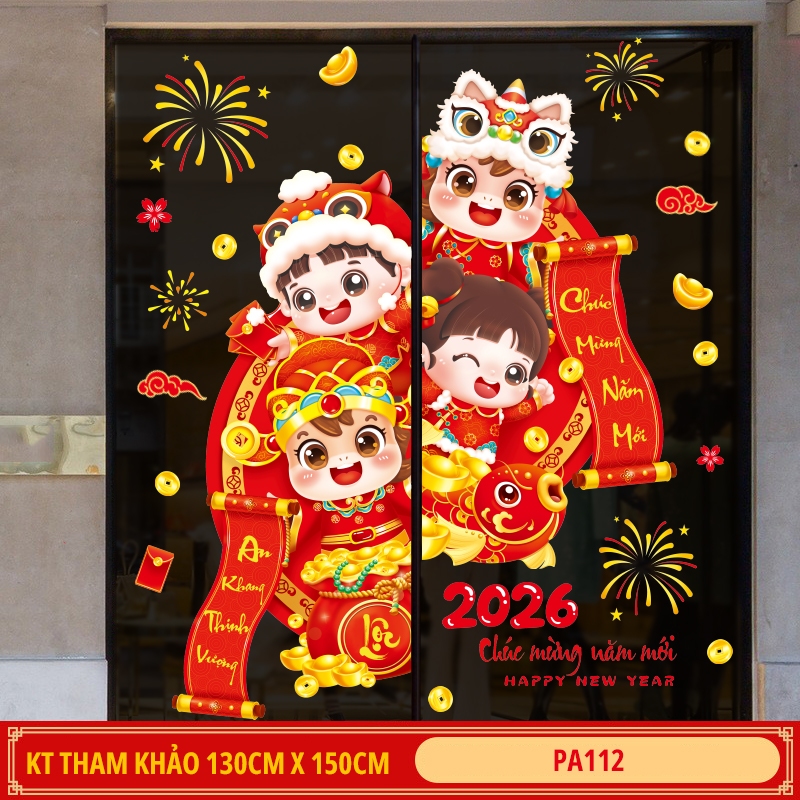 Tranh decal noel 2026 , tranh trang trí giáng sinh mẫu tĩnh điện PA112