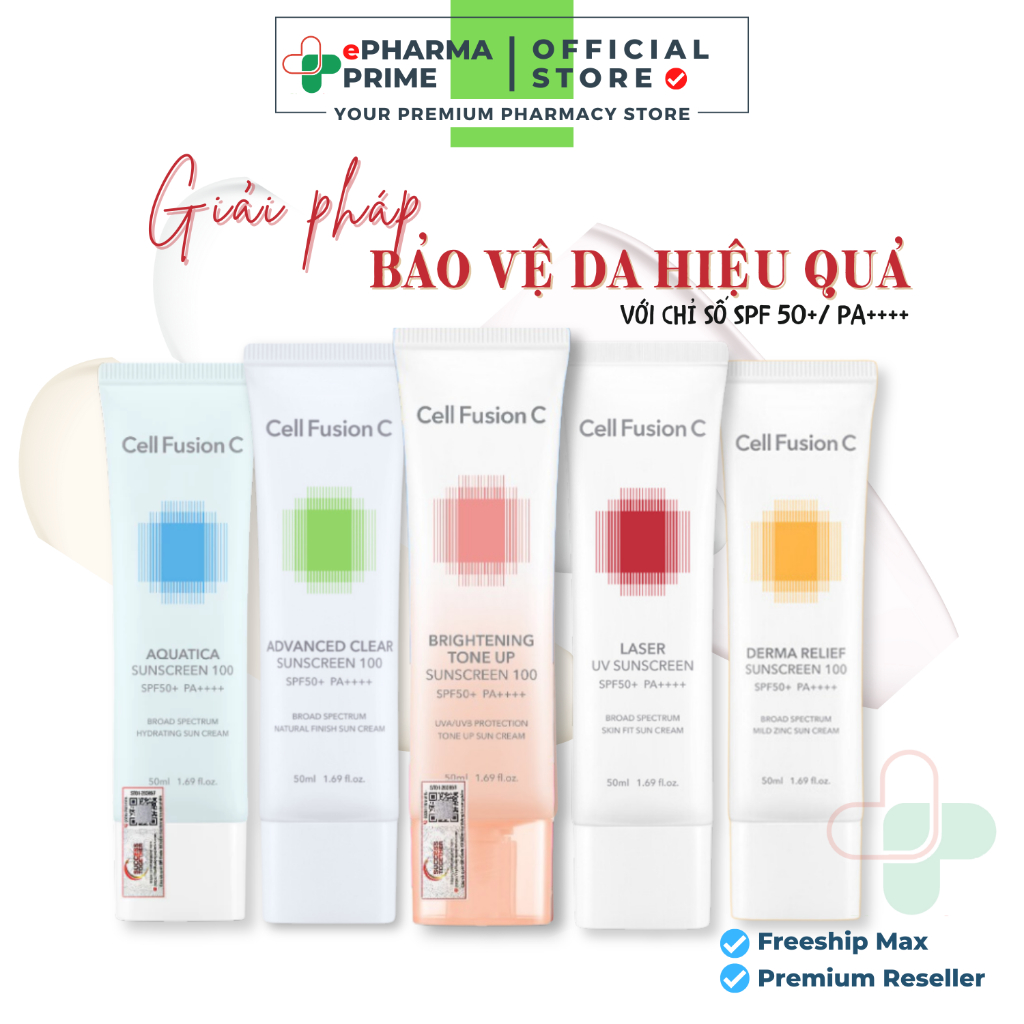 Kem Chống Nắng Nâng Tone Cell Fusion C Sunscreen 100 SPF50+/PA++++ Bảo Vệ Dành Cho Mọi Loại Da
